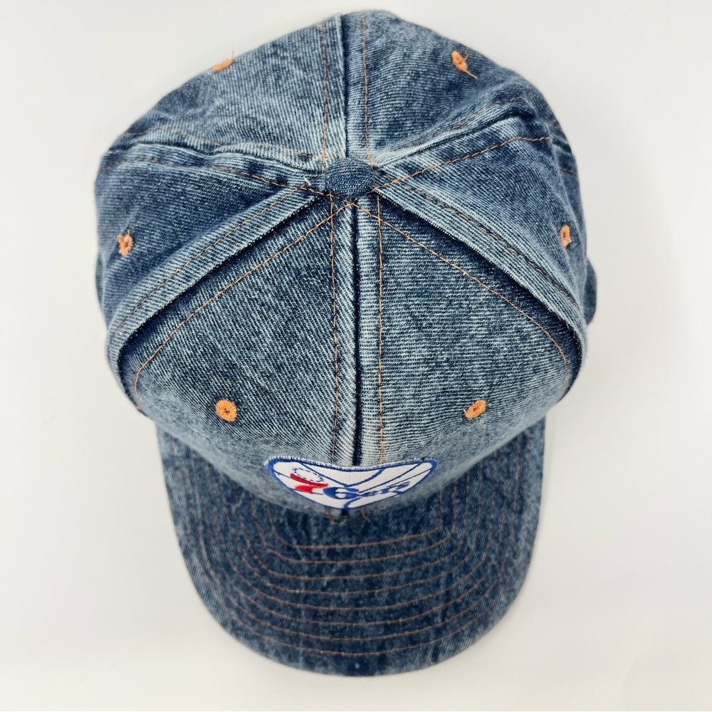 Vintage NBA Philadelphia Sixers Snapback Hat 90s Denim 76ers Basketball - Picture 3 of 11